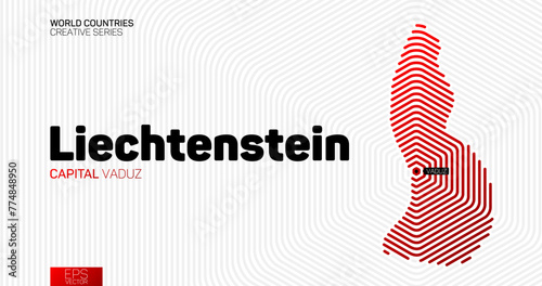 Abstract map of Liechtenstein with red hexagon lines