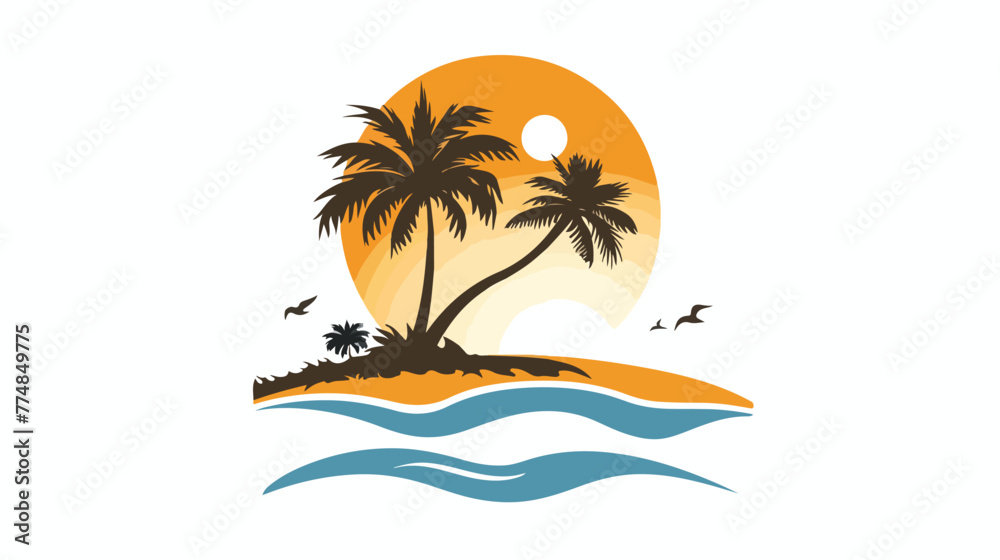 Beach logo vector template symbol flat vector 