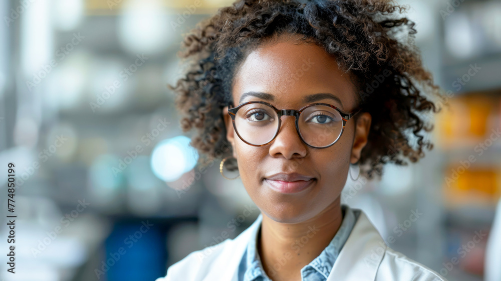 Portrait of a young african american pharmacist at pharmacy Portrait of a young african american pharmacist at pharmacy