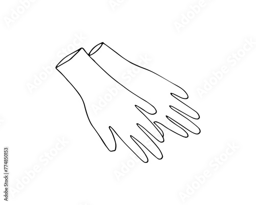 Rubber latex medical gloves. Surgeon tools for infection and virus protection. Pair of latex or rubber housekeeping gloves for hands. Sterile protective doctor tools for the safety of health.