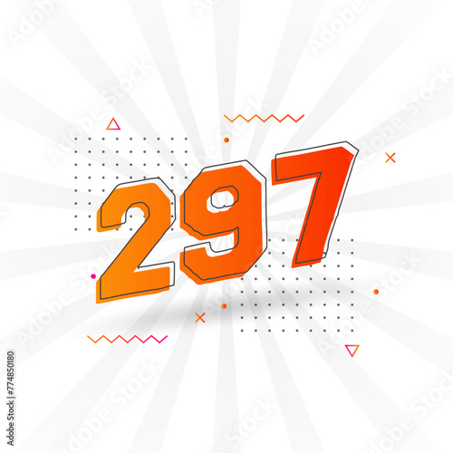 297 number vector font alphabet. Number 297 with decorative element stock vector