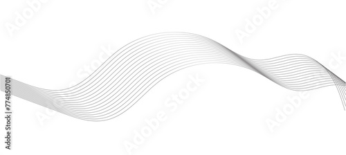 Grey Wave lines, frequency wave, twisted curve lines with blend effect. Technology, data science, geometric border. Isolated on white background. Vector illustration in eps 10.