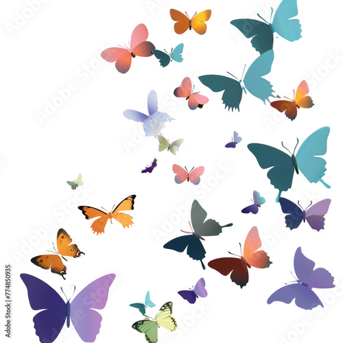 Paper Cut Style of butterflies On transparent background