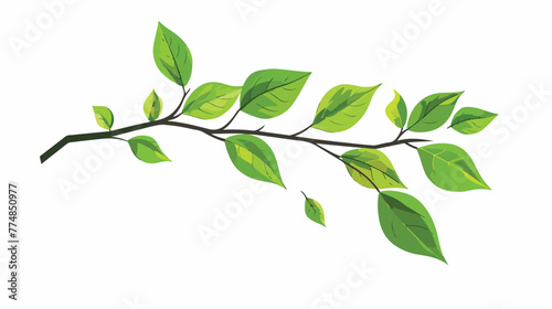 Branch with leafs ecology icon flat vector  © Feblar