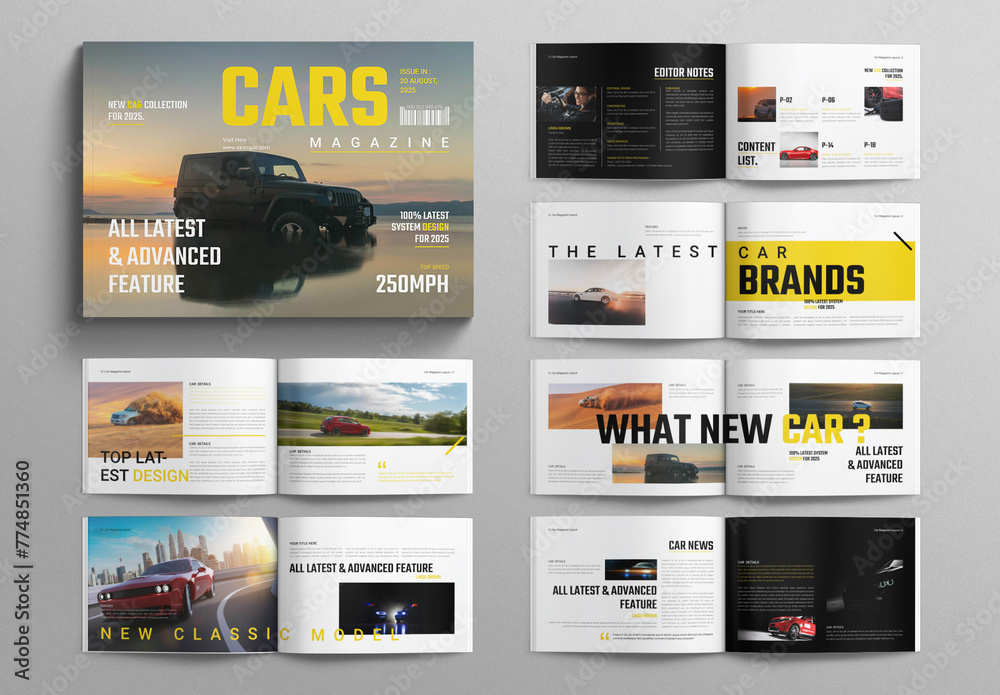 Cars Magazine Layout Design Template Landscape Template Stock | Adobe Stock