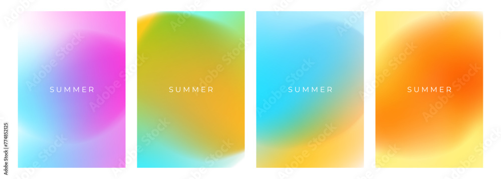 Summertime colors. Blurred backgrounds with soft color gradient for Summer season creative graphic design. Vector illustration.