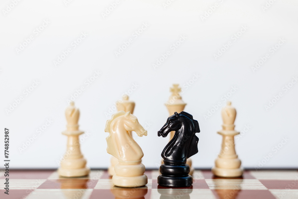 Chess pieces in successful competition, strategy, teamwork, management or leadership.. Chess pieces in successful competition, strategy, teamwork, management or leadership..