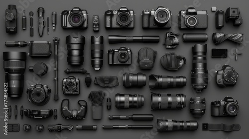 Arrangement of professional photographer equipment
 photo