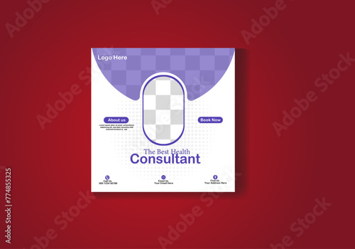 Medical health  social media post design template layout.