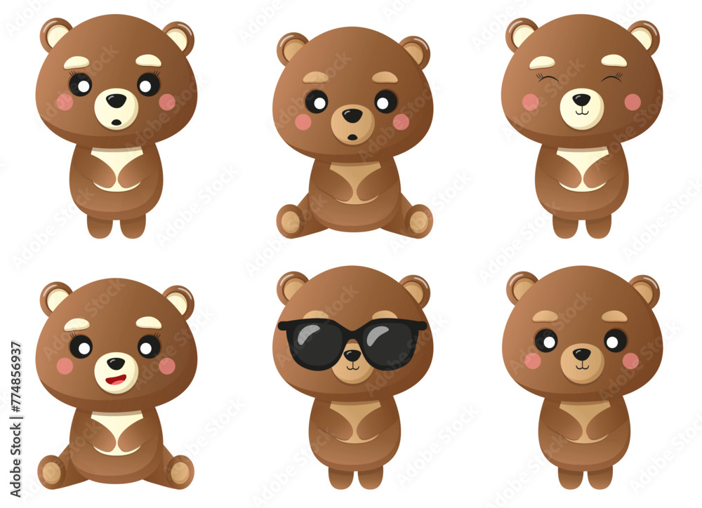 collection of cartoon cute teddy bears with sunglasses collection of cartoon cute teddy bears with sunglasses