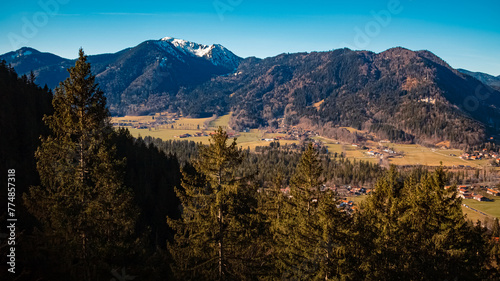 Alpine winter view at Mount Wallberg, Rottach-Egern, Lake Tegernsee, Miesbach, Bavaria, Germany