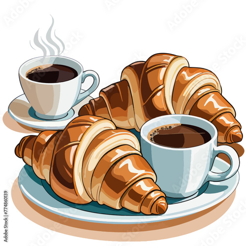 Breakfast with Coffee and Croissants | Boulangerie, Patisserie, Confiserie