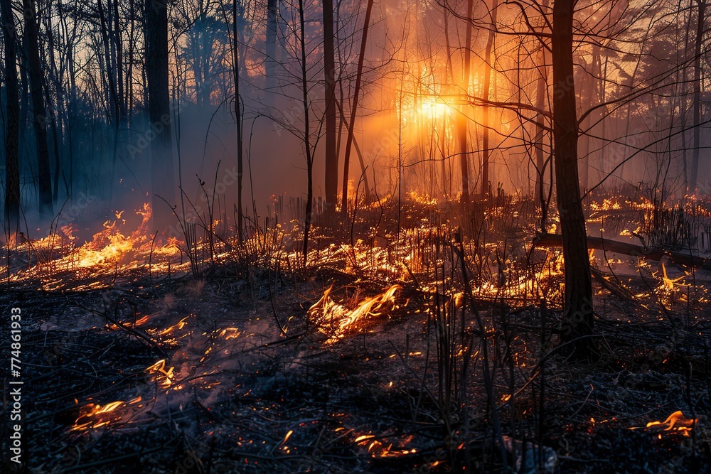 Forest Engulfed in Fire
