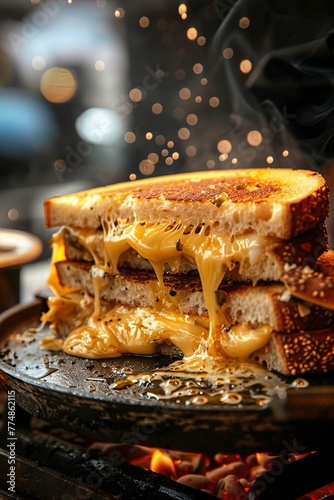 Grilled Cheese Sandwich on Grill