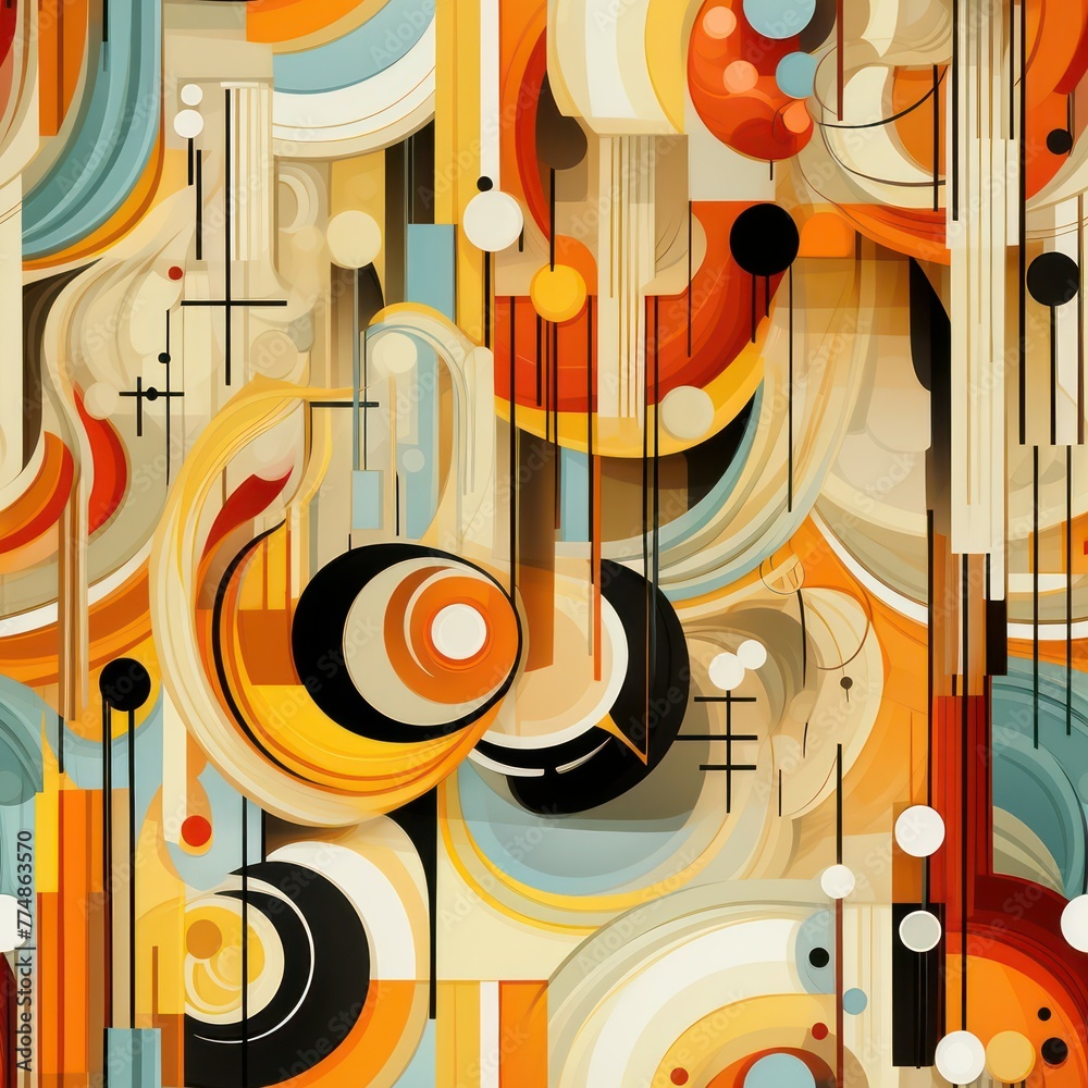 Seamless abstract decor with shapes and waves texture background Seamless abstract decor with shapes and waves texture background