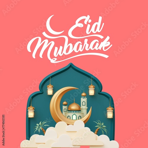 Eid Mubarak poster flyer for social media .greeting card 