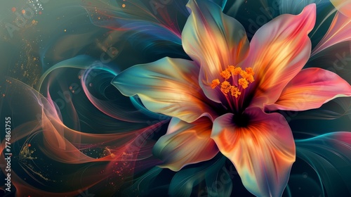Beautiful abstract colorful flower design, generative Ai