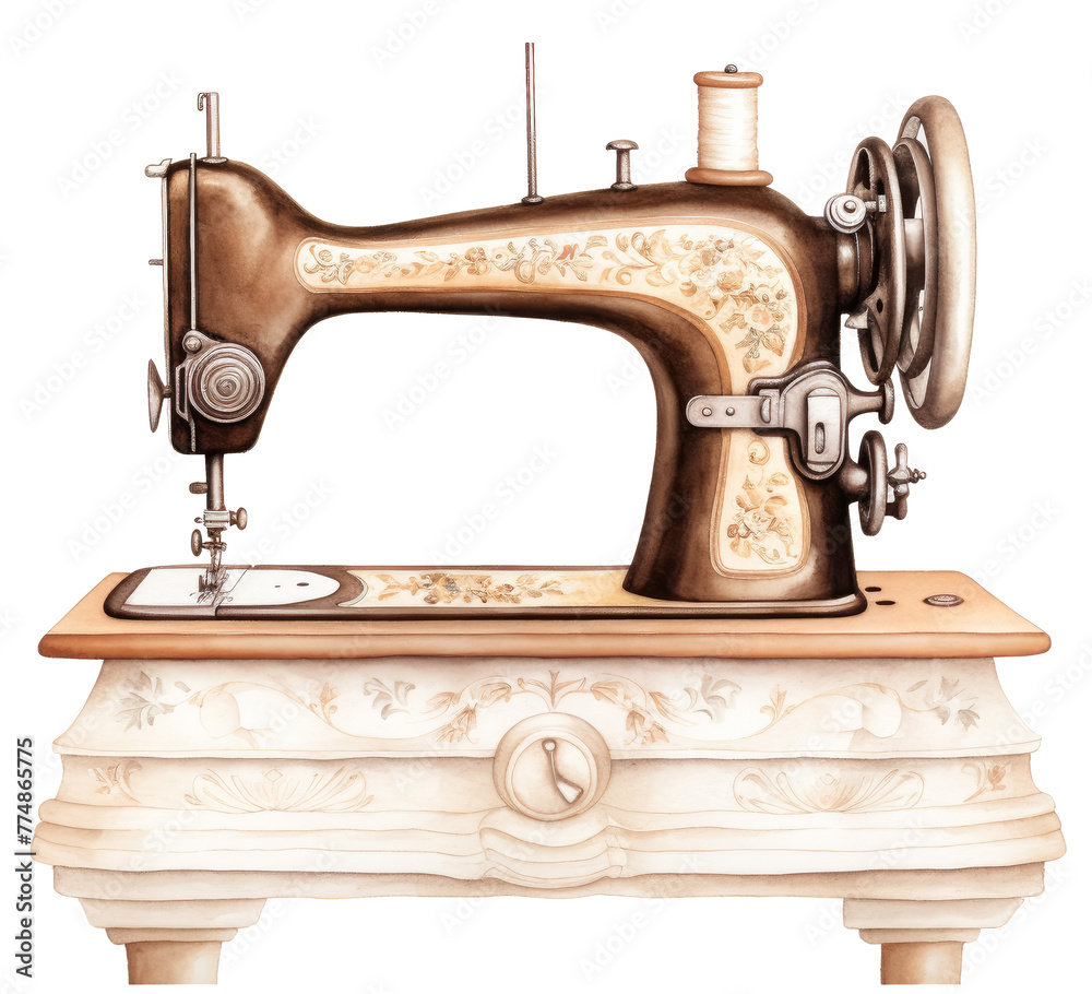 Retro sewing machine with floral design