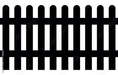 wooden fence - black and white silhouette illustration - seamless repeatable pattern