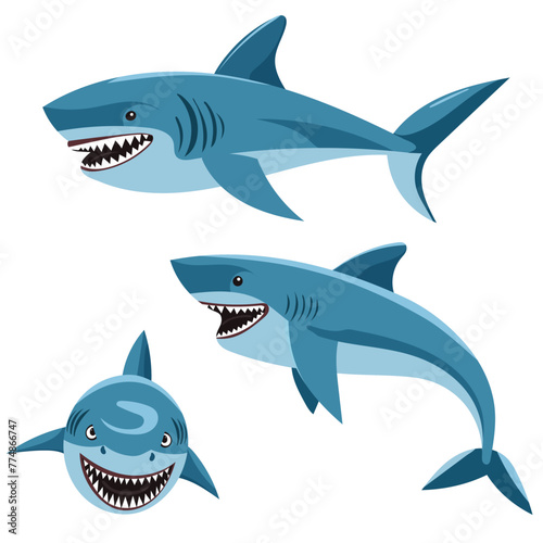 shark character in flat style on white background vector