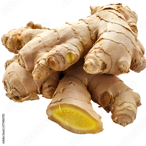 Ginger Zingiber officinale Ayurveda herb natural medicinal remedy ingredient, isolated on a transparent background photo