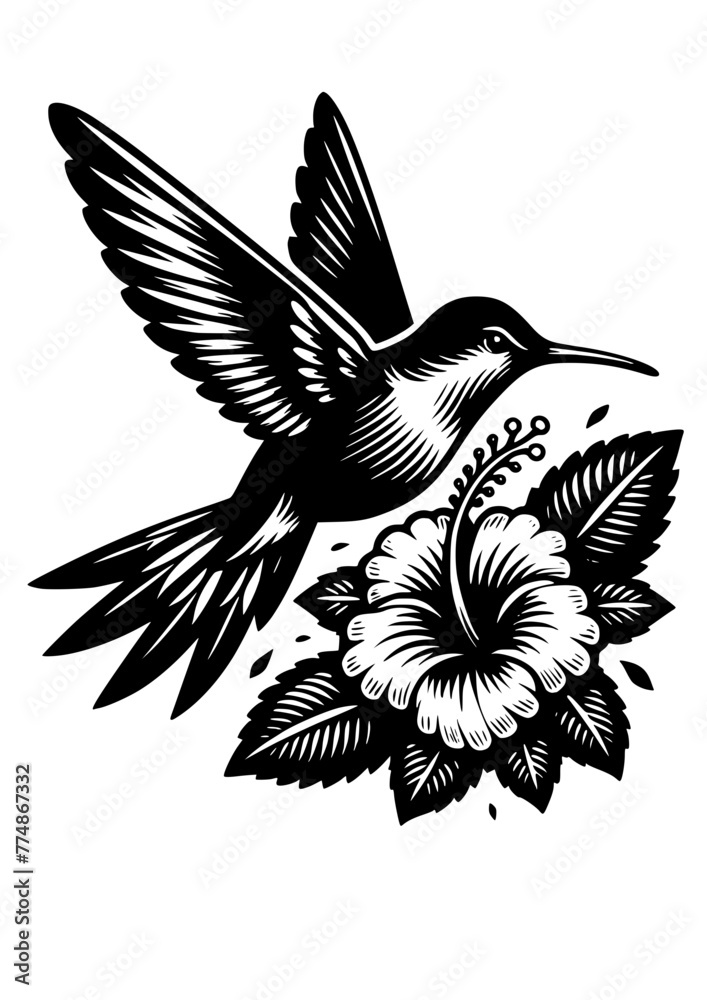 Obraz premium Hummingbird svg, bird svg, hummingbird flowers svg, flower hummingbird svg, hibiscus svg for cricut, Hummingbird Silhouette, Hummingbird Logo