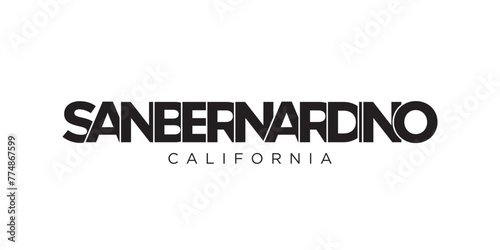 San Bernardino, California, USA typography slogan design. America logo with graphic city lettering for print and web. photo