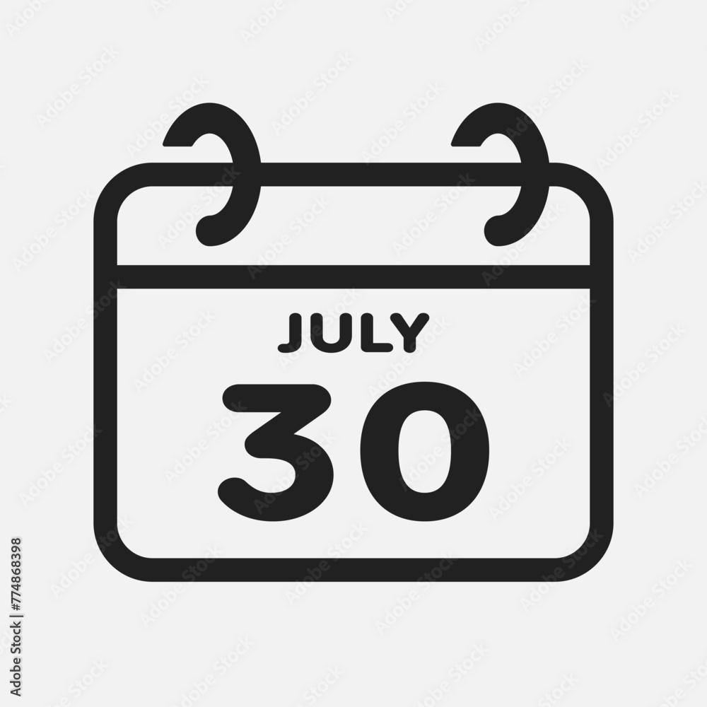 Icon page calendar day - 30 July Icon page calendar day - 30 July