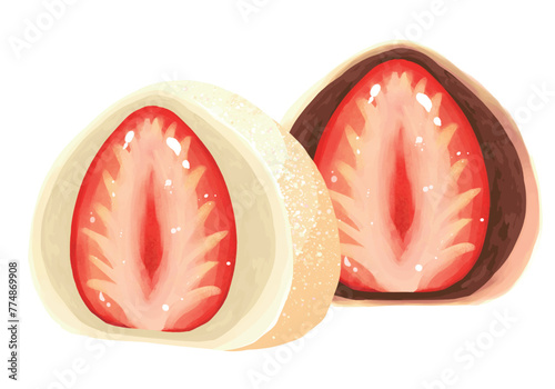 苺大福　2つ　黒あん白あんセット