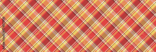 Indian textile plaid background, tracery fabric tartan pattern. Line seamless vector texture check in red and orange colors.
