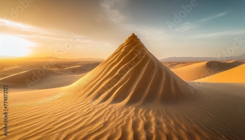 a sand art sculpture emerges in the heart of the desert embodying the ethereal aesthetic this masterpiece crafted from the grains of the desert itself blurs the boundaries between nature and art