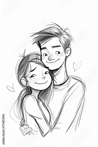 Scribble sketch of a  lovely couple 