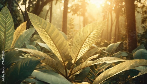 illustration of green nature leaves in the jungle perfect for wallpaper