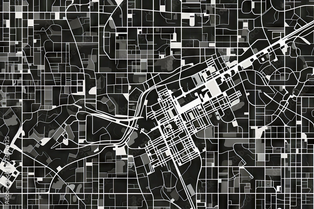 Abstract Black and White City Map