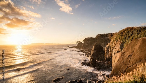 tojinbo cliffs at dusk