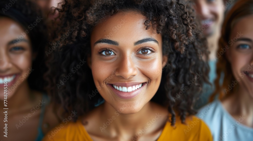 A group of smiling women in front of a camera, AI A group of smiling women in front of a camera, AI