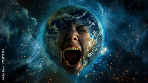 earth screaming concept nature protection