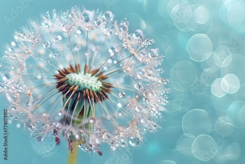 Dandelion seeds on blue  