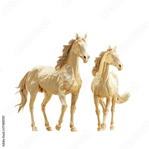 Two horses standing side by side