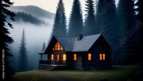 house in woods in evening (57)
