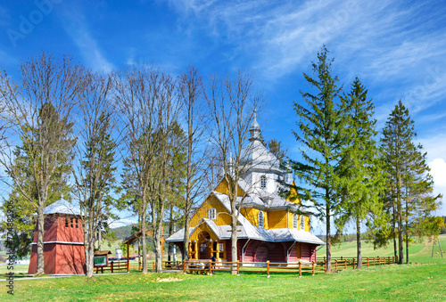 Wooden greek catholic church in Gladyszow village, Low Beskids (Beskid Niski), Poland