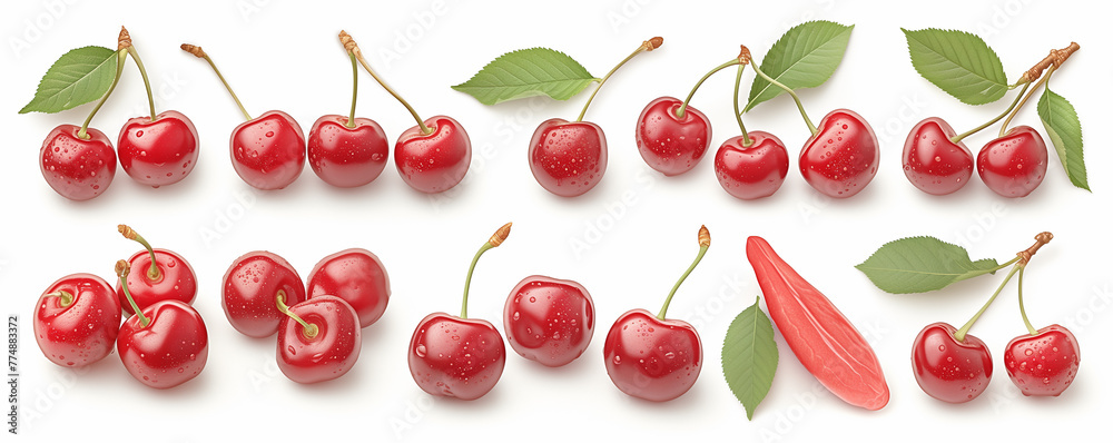 Ripe cherry isolated on white background