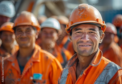 Smiling Kazakh Construction Workers: Portrait of Immigrant Labor