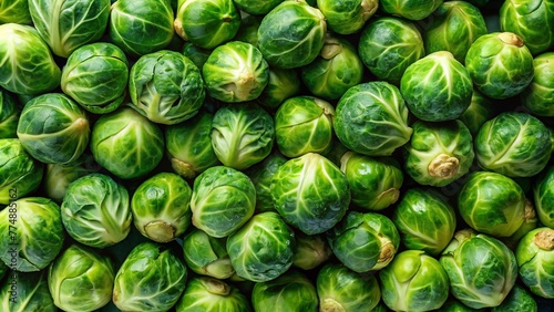 Fresh brussel sprouts at the market top view
