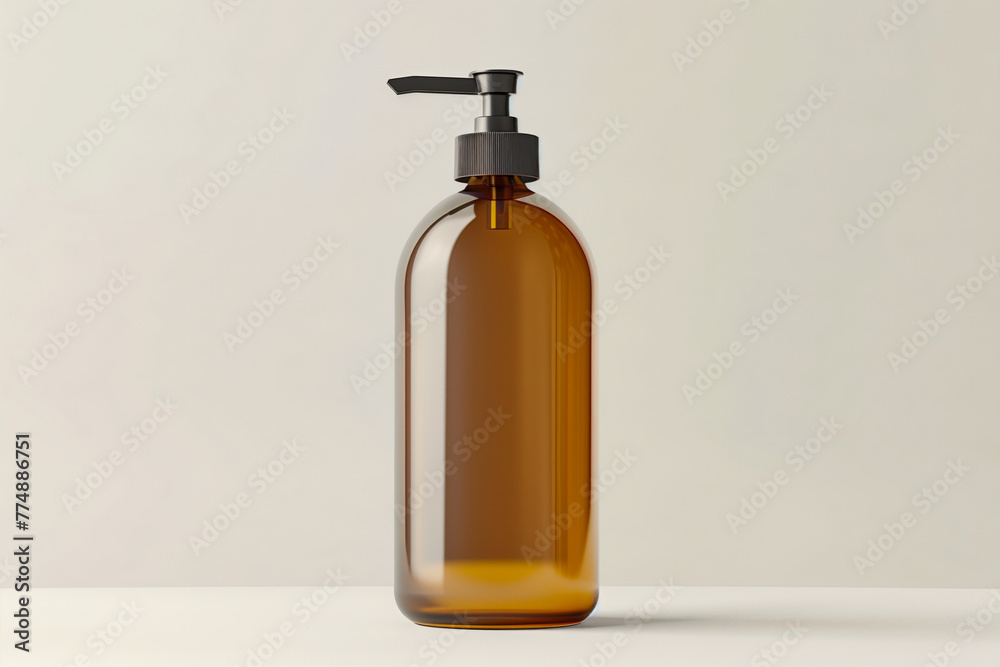 Amber glass soap dispenser mockup