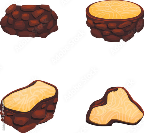Black truffle icons set cartoon vector. Delicacy mushroom truffle. Rare and expensive vegetable