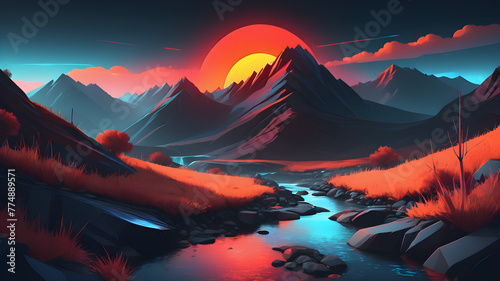 Mountains, Rivers, Trees, Moonlight, Sunsets, and Fields of Green © Faizy_Designer