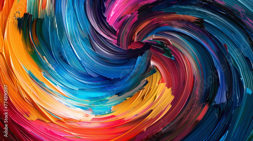 Abstract swirls of vibrant paint merging together to form a symphony of color and texture.