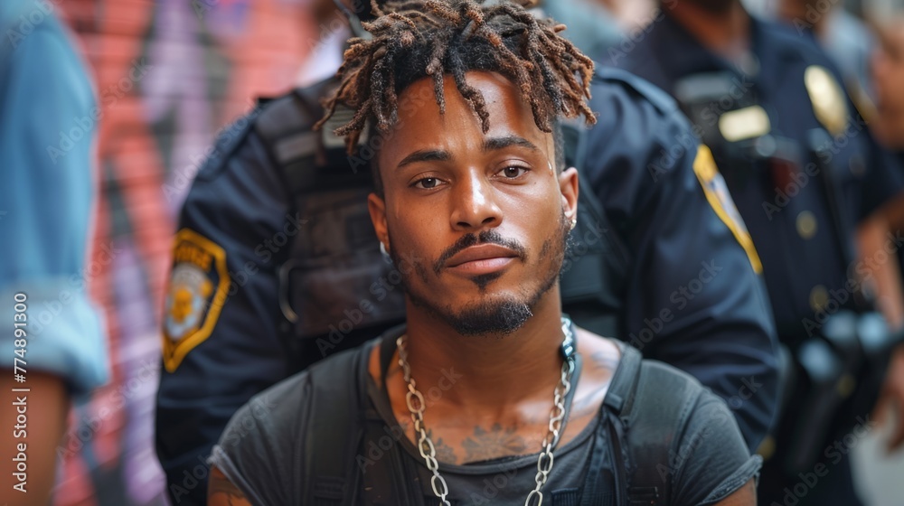 Citizen Facing Authority: Portrait of a Man and Police