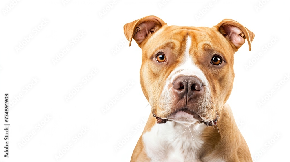 Generative AI : american bully in front of white background
